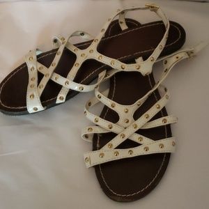 White studded sandals